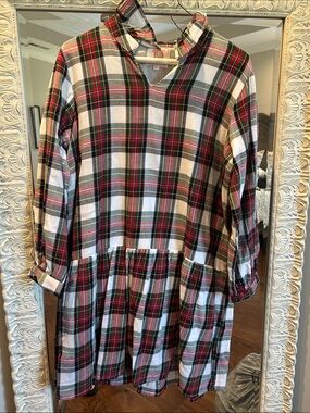 Victoria Dunn Plaid Nightgown - Red, Green & White